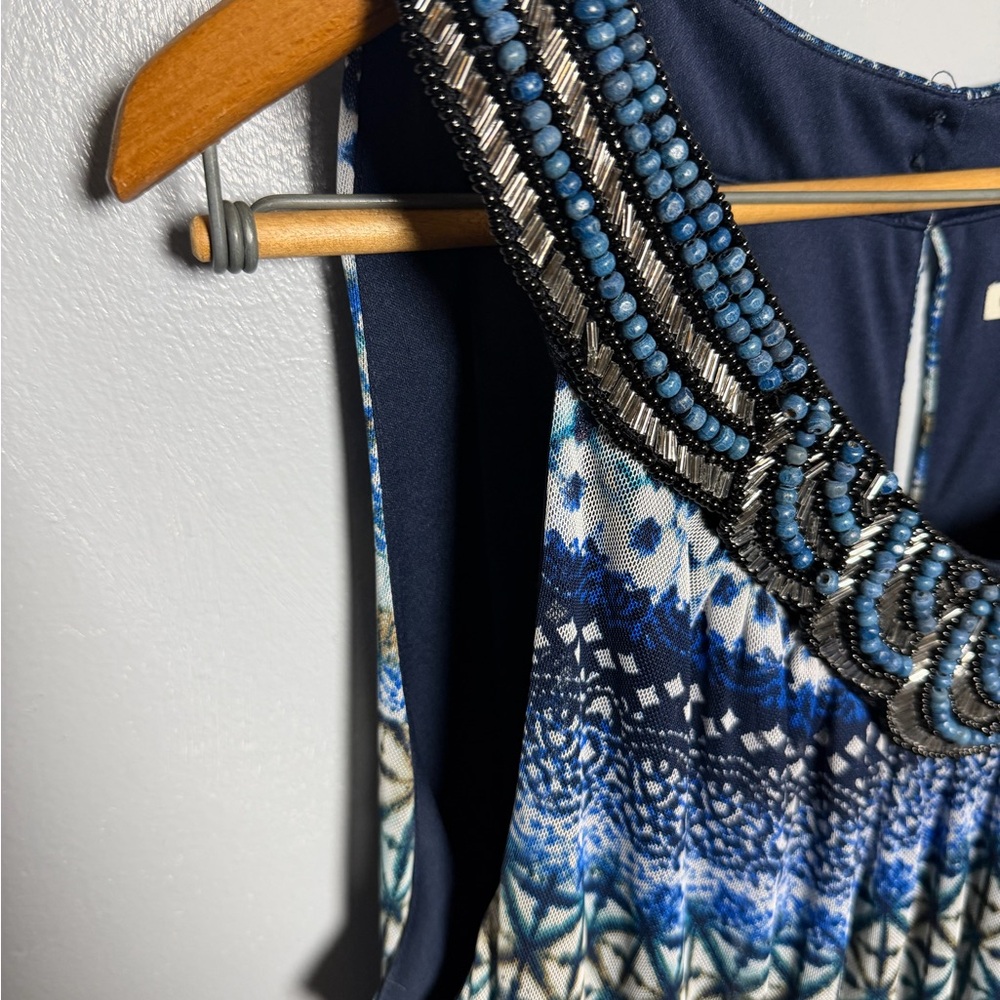 Cato Navy and Cream Patterned Maxi Dress - Picture 5 of 10